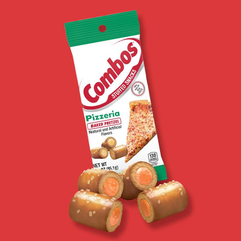 3.0 Oz Pack 12 COMBOS Stuffed Pizzeria Baked Pretzel Snacks, Individually Wrapped, Pretzels Individual Bags, Bulk