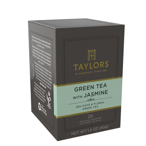 20 Count (Pack 1), 20 Taylors of Harrogate Green Tea with Jasmine, Individually Wrapped Bags, of Delicate, Floral