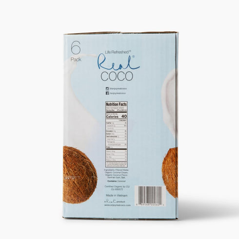 (6-Pack 1L), Real Coco Organic Original Coconut Milk Beverage USDA Organic, No-Added Sugar, Plant Based, Dairy & Soy