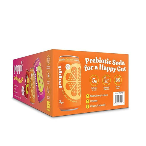 KD Chocolates Pack 12 (Pack 15) Popi Prebiotic Soda Variety Fluid Ounce