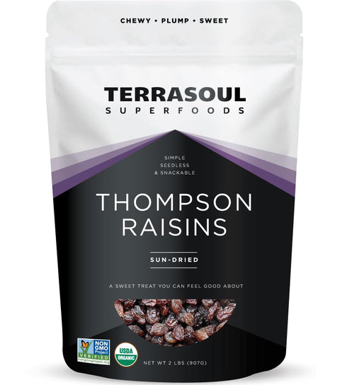 Terrasoul Superfoods Organic Raisins, 2 Lbs - Seedless | No-Sugar Added |