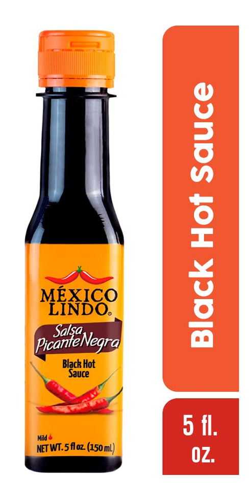 8,400 5 Oz (Pack 12) Mexico Lindo Picante Negra Hot Sauce | Light & Spicy | Scoville Level | Great with Asian Food