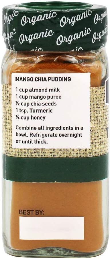 The Spice Hunter Organic Ground Turmeric, 1.6-Ounce Jar