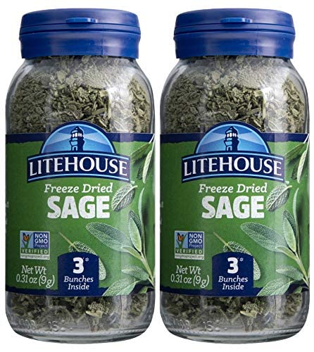 Litehouse Freeze Dried Sage - Organic Substitute for Fresh Sage, Jar Equal to 3 Fresh Bunches (0.30 Ounce 2-Pack)