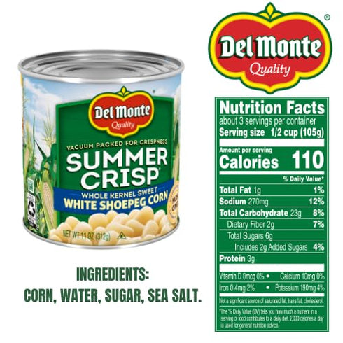 Summer 11 oz. (pack 12) Del Monte Crisp White Shoepeg Corn, Can