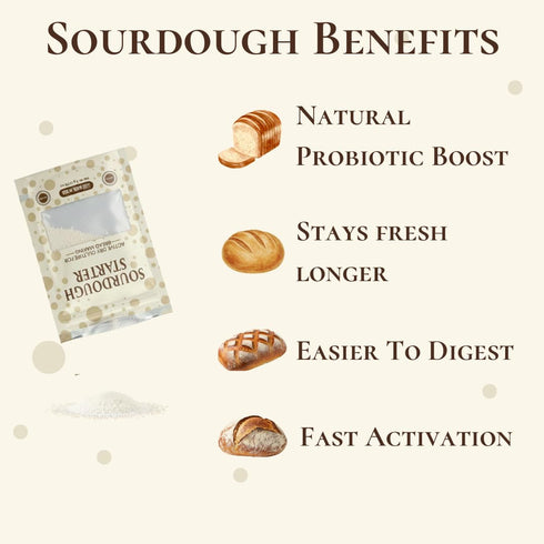 (5 Sourdough Starter Culture Dehydrated Wild Dry Yeast for Baking Homemade Artisan Bread Organic, Non-GMO, Fresh