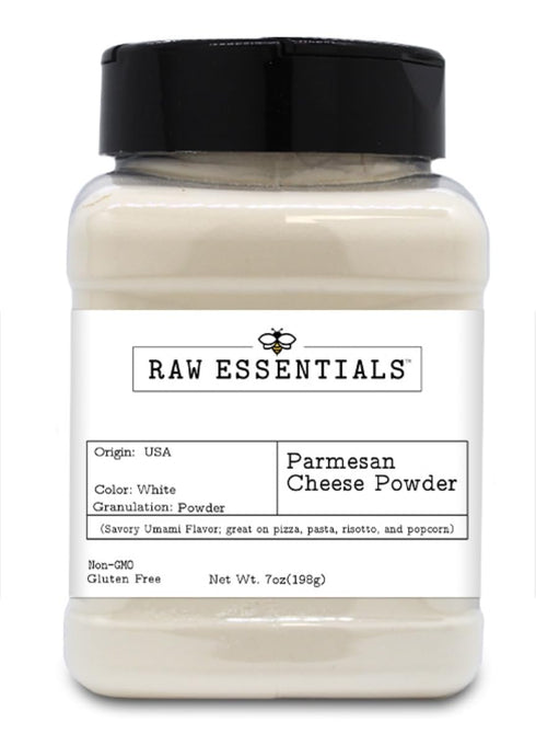 Raw Essentials Parmesan Cheese Powder Savory Umami Flavors Pizza, Pasta, Risotto, and