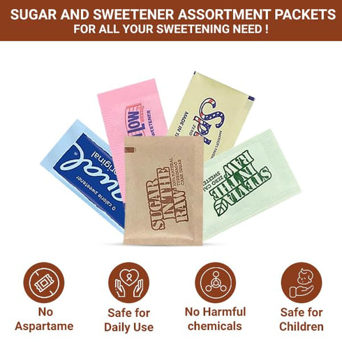 Packets 350 Pack Coffee Gift Favorite Assorted Sugar and Sweetener for On the Go and Everyday Use
