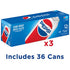 Pack 12 oz, 36 (Packaging Pepsi Soda, Fridge Bundle, fl Cans May Vary)