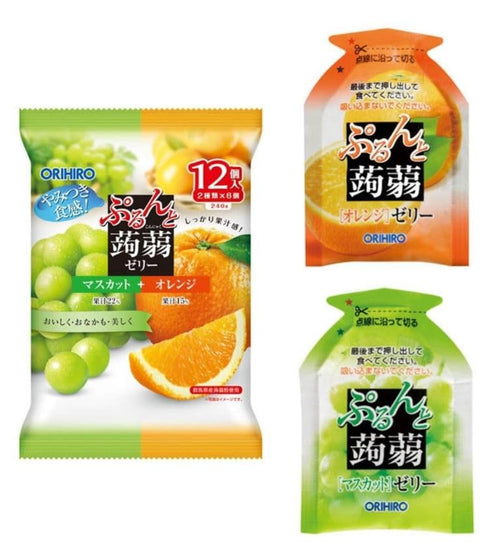 Pack 4 24 Yummy-Yamaguchi Japanese Konjac Jelly Variety ,Konnyaku, Muscat, Mandarin, Apple, Grape Flavors , Pieces