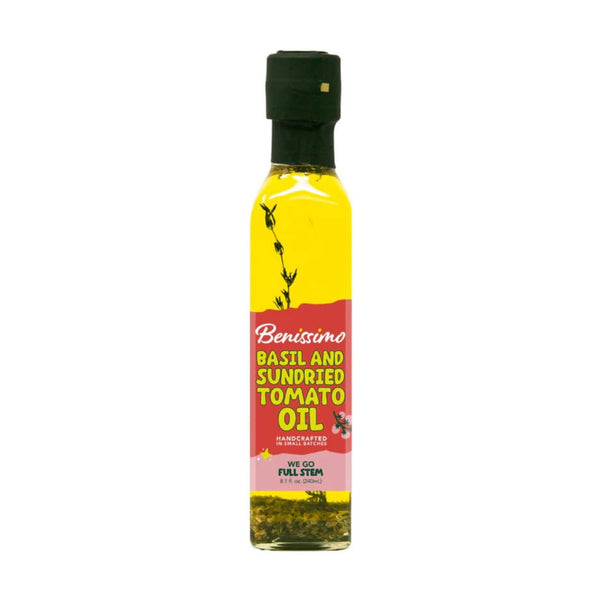Benissimo Basil and Sun Dried Tomato Herb Infused Oil, All Natural Gourmet