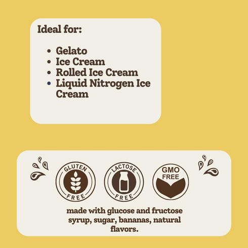 (500g, 1.1 lbs) Banana Puree Flavoring for Gelato, Rolled Ice Cream, and Ice Cream. Made with Natural Banana