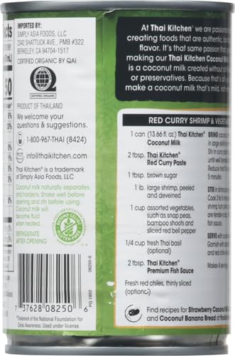 13.66 oz (Pack 4) Thai Kitchen Organic Lite Coconut Milk, fl