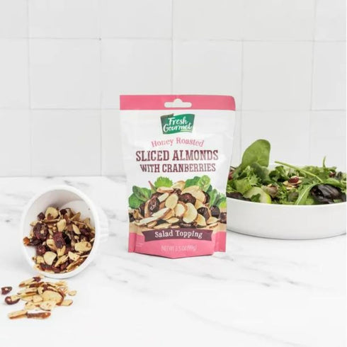 3.5 (Pack 2) Fresh Gourmet Honey Roasted Sliced Almonds & Cranberries Ounce