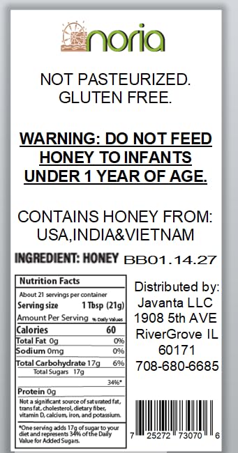21.16 Oz, (21.16 oz Pack 2) Noria Pure Honey, Fl Natural Sweetness and Exeptional Quality in Every Drop Fl