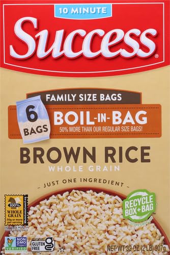 32-Ounce Success Boil-in-Bag Rice, Brown Rice, Quick and Easy Rice Meals, Box