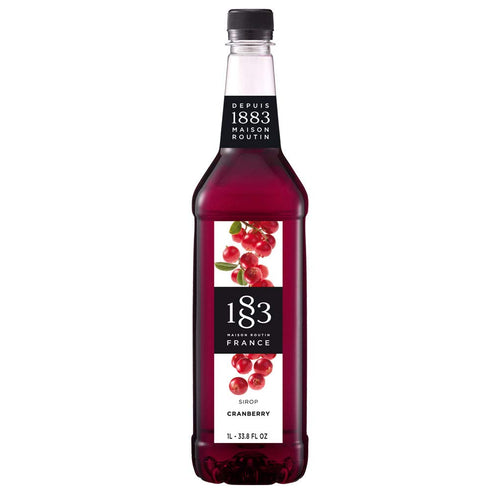 1883 1 Cranberry Syrup for Drinks, Made in France, Liter Plastic Bottle