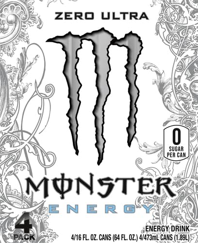 16 oz, 4 Pack Monster Energy, Zero Ultra, fl