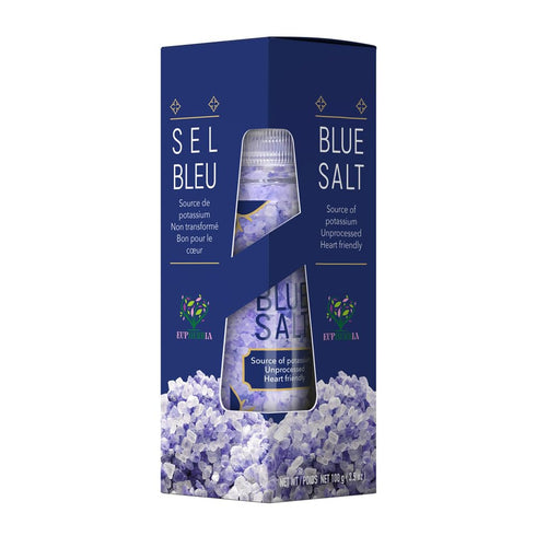 (100g EUPHERBIA Blue Salt, Coarse, Rare Mineral Salt, High Potassium, Lower Sodium, Natural, Unprocessed, Hand