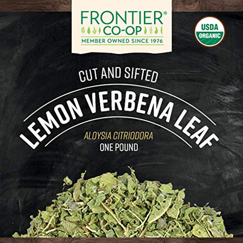 16 (Pack 1) Frontier Co-op Organic Lemon Verbena Leaf, Cut and Sifted, Kosher, Bulk Bag - Loose Leaf Lemon Verbena Tea