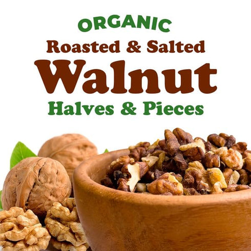 1 Food to Live Organic Dry Roasted Walnut Halves and Pieces with Himalayan Salt, Pound Oven Toasted, Lightly Salted