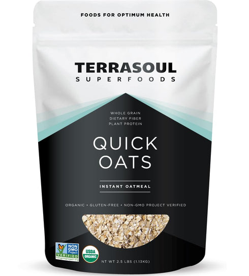 Terrasoul Superfoods Organic Instant Quick Oats, 2.5 Lbs, Premium Grade, Non-GMO, Gluten-Free