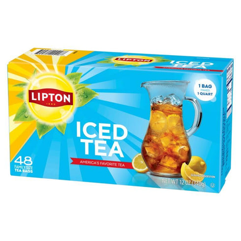 48 Lipton Unsweetened Iced Tea Bags, Family Size Zero Calories, Tea Bags