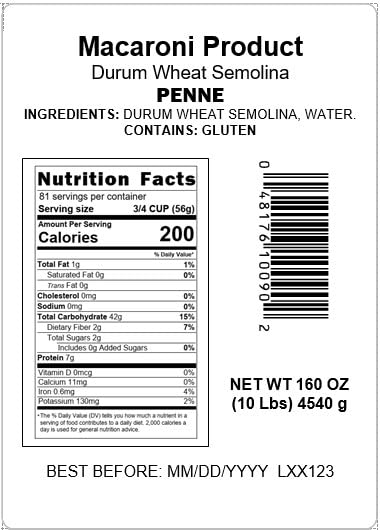 10 (1 Mantova Penne Bulk Pasta - Ideal for Restaurants, Catering, Meal Prep, Large Gatherings, and Pantry Stocking
