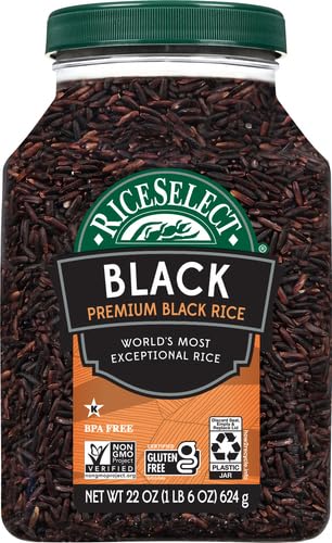 22-Ounce (Pack 1) RiceSelect Premium Black Rice, Whole-Grain, Gluten-Free, Non-GMO, and Vegan Rice, BPA-Free Jar