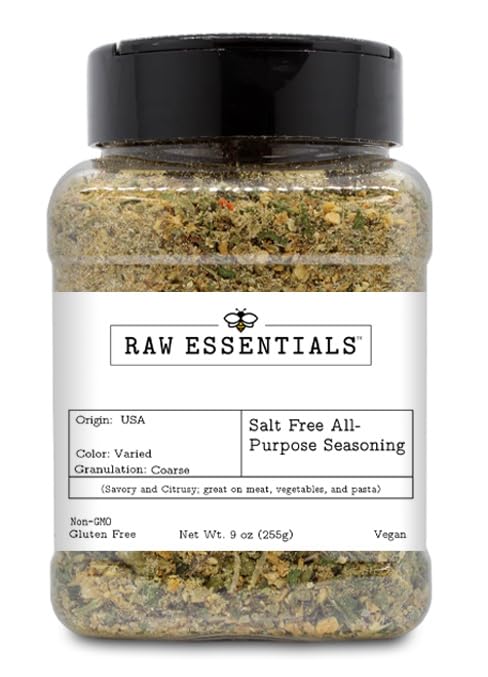 Salt Free All-Purpose Seasoning Blend - Savory and Citrusy, Great on Meat, Vegetables, Pasta - 9 Ounce Bottle, Vegan,