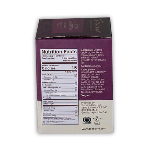 10 Teeccino Herbal Tea - Almond Amaretto - Rich & Roasted Herbal Tea That's Caffeine Free & Prebiotic for Natural