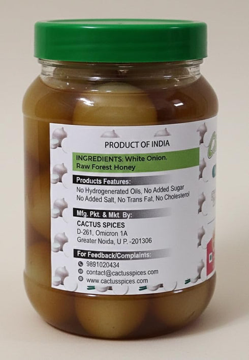 CACTUS SPICES 800 (28.2 oz) | Homemade White Onion Murabba (Safed Pyaaz Murabba) with Raw Forest Honey | g