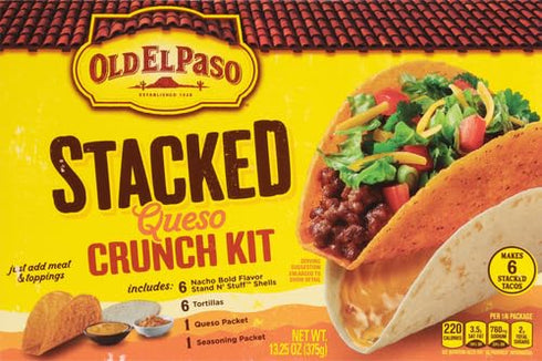 6-count, 13.25 oz. (Pack 2) Old El Paso Stacked Queso Crunch Taco Kit