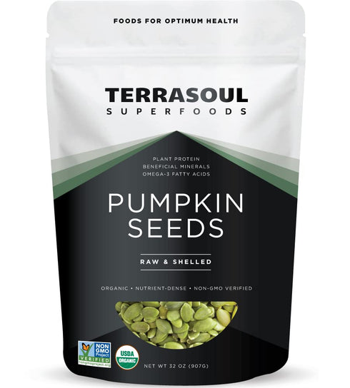 Terrasoul Superfoods Organic Pumpkin Seeds, 2 Lbs - Premium Quality, Shelled, Raw,