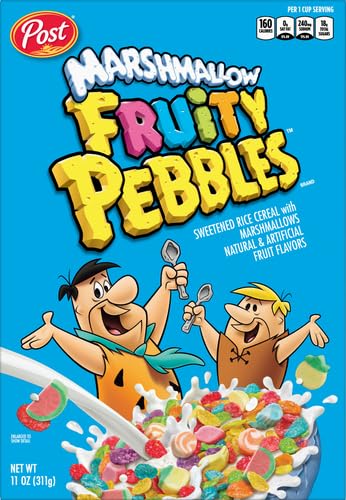 11 oz Marshmallow Fruity PEBBLES Breakfast Cereal for Kids, Gluten Free, Made with Sweetened Puffed Rice