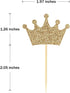 Crown Cupcake Toppers 48 Pcs, Light Gold Glittery Princess Cake Picks for Baby Shower and Birthday