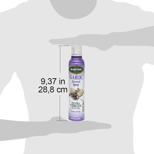 8 oz. Mantova Extra Virgin Olive Oil Spray Garlic Flavored Spray Bottle - Manage Oil Amount - Great For Salads