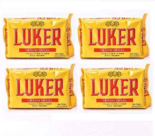 LUKER Chocolate de Mesa sin Azucar 4 PACK - 250 gr. | Bitter