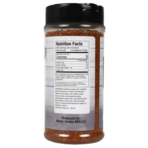 Heavy Smoke White Label Seasoning 11 oz - Championship BBQ Rub for Pork Ribs and Chicken; Smoking and Grilling Spice