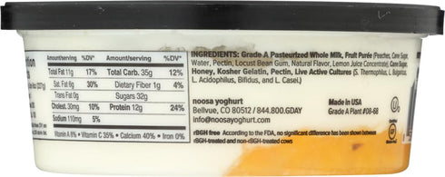 Noosa Yoghurt 8 OZ (Pack 12) Noosa Gluten Free Peach Yoghurt