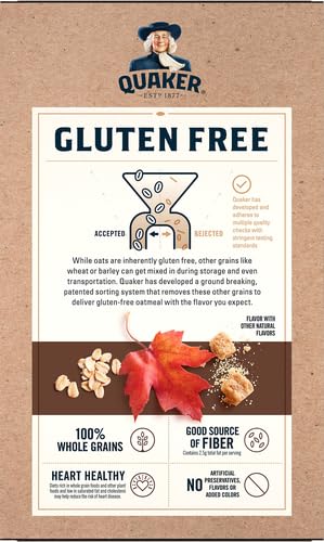 Packs, 1.51 Oz (Pack 8) Quaker Instant Oatmeal, Gluten Free, Maple & Brown Sugar, Heart Healthy Oatmeal, Individual