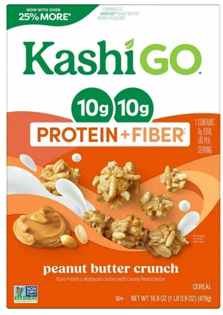 Generic 16.9 Oz (4 Cold Breakfast Cereal byKashi- Vegan Protein - Fiber Cereal - Peanut Butter Crunch - Box Boxes)