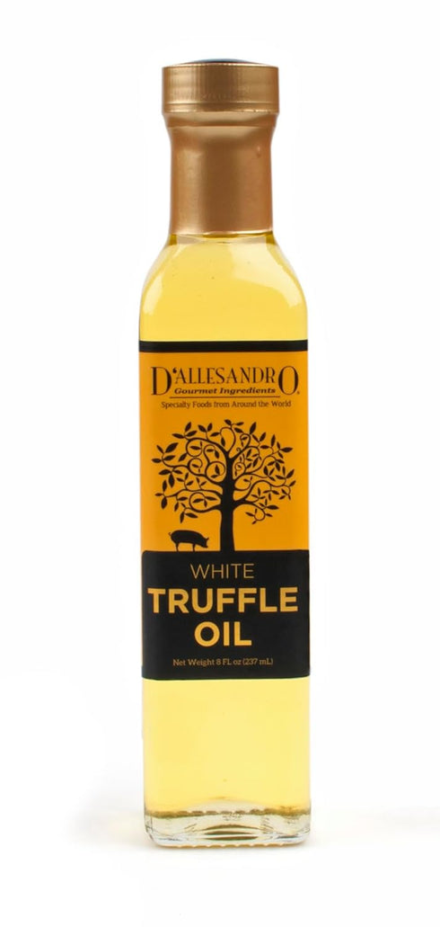 D'allesandro Gold White Truffle Oil 8.5 oz, Gourmet Truffle-Infused Olive Oil, All-Natural, Gluten-Free,