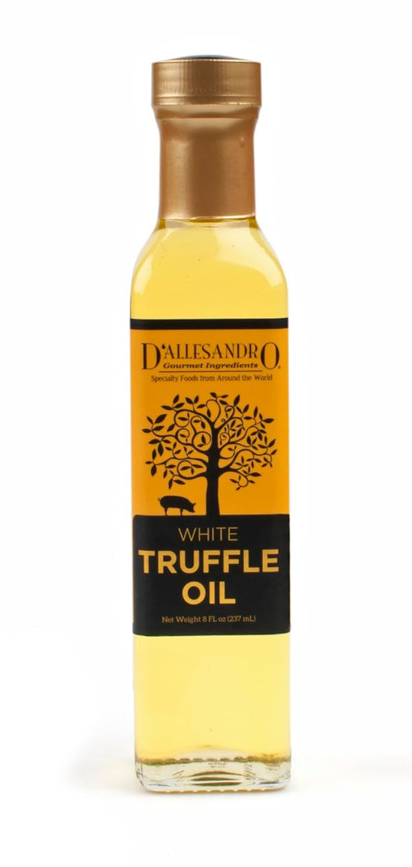 D'allesandro Gold White Truffle Oil 8.5 oz, Gourmet Truffle-Infused Olive Oil, All-Natural, Gluten-Free,