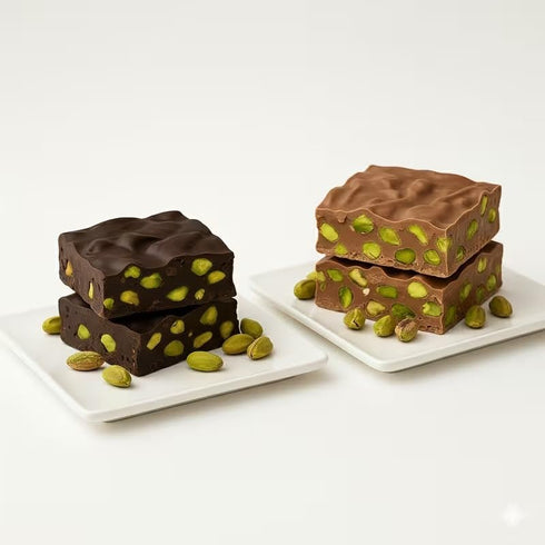 (8oz, Pistachio Chocolate Bark in Milk & Dark Chocolate Flavors Milk Chocolate)