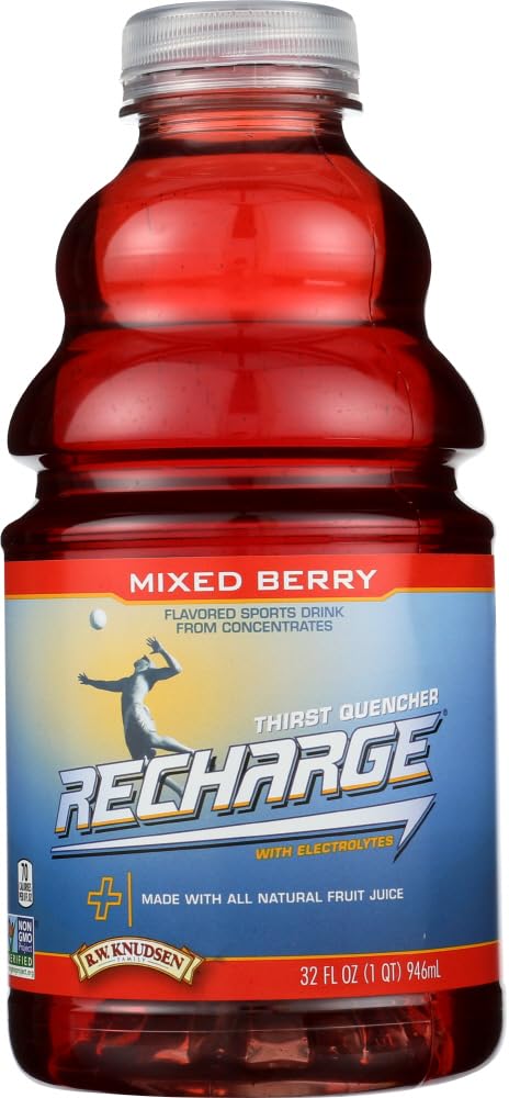 R.W. Knudsen Recharge Sports Drink, Mixed Berry, 32-Ounce Bottles (Pack of 12)