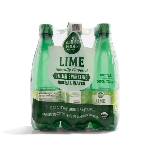 Whole Foods Market, Organic Italian Lime Sparkling Mineral Water 6 Pack, 16.9