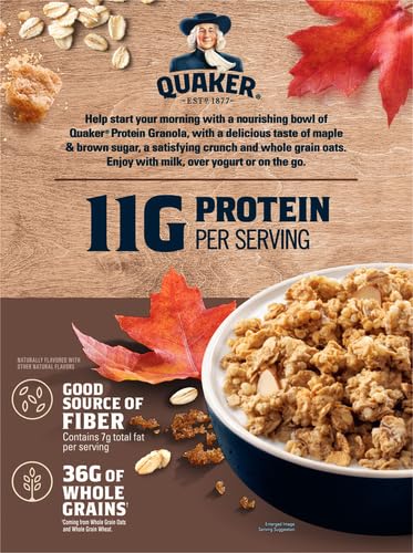 18oz (Pack 4) Quaker Protein Granola, Maple Brown Sugar