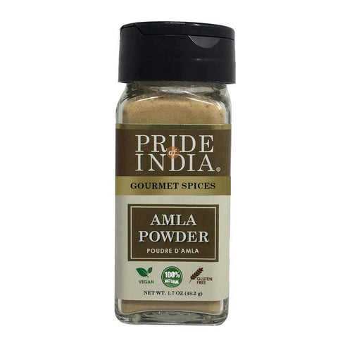 Pride of India Amla Powder - Gourmet Spice - Pure Indian Gooseberry Ground - Antioxidant Rich - 1.7 oz. Dual Sifter