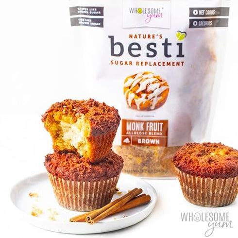 (12 oz, 2 Pack) Wholesome Yum Besti Natural Brown Sugar Substitute - Keto Brown Monk Fruit Sweetener Blend